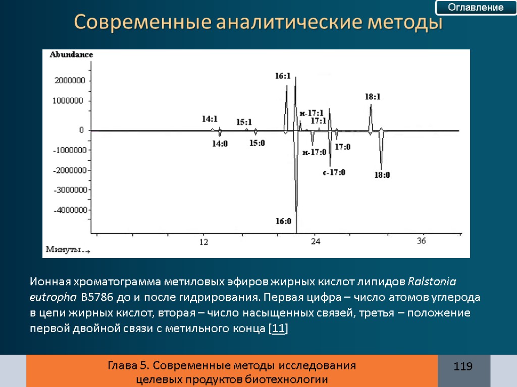 Глава 5. Современные методы исследования целевых продуктов биотехнологии Ионная хроматограмма метиловых эфиров жирных кислот